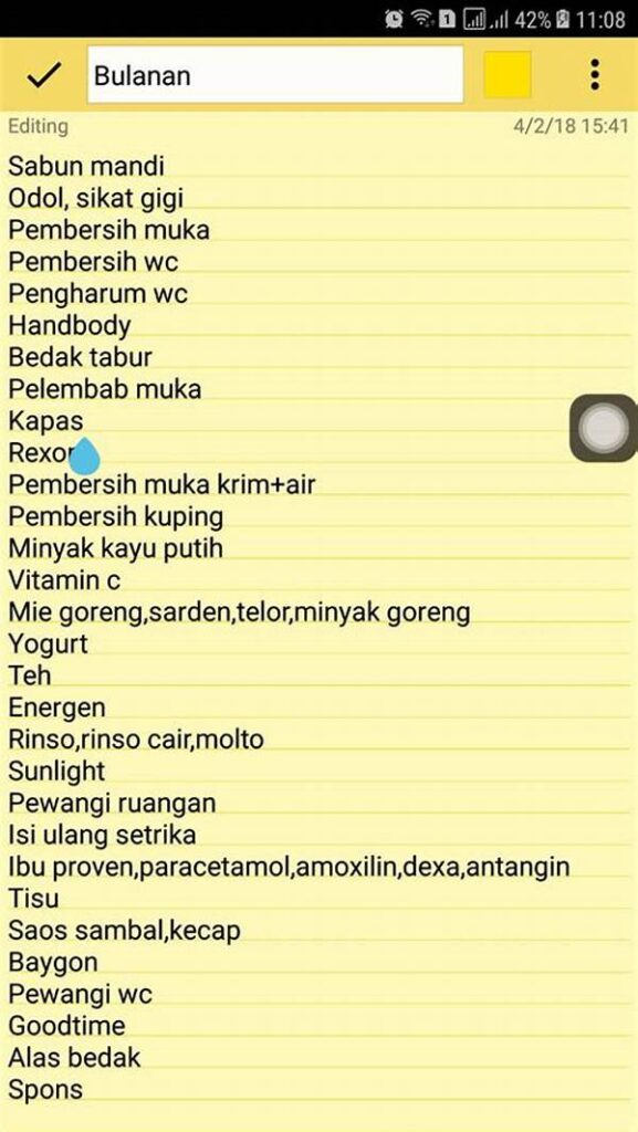 Daftar Kebutuhan Bulanan Anak Kos